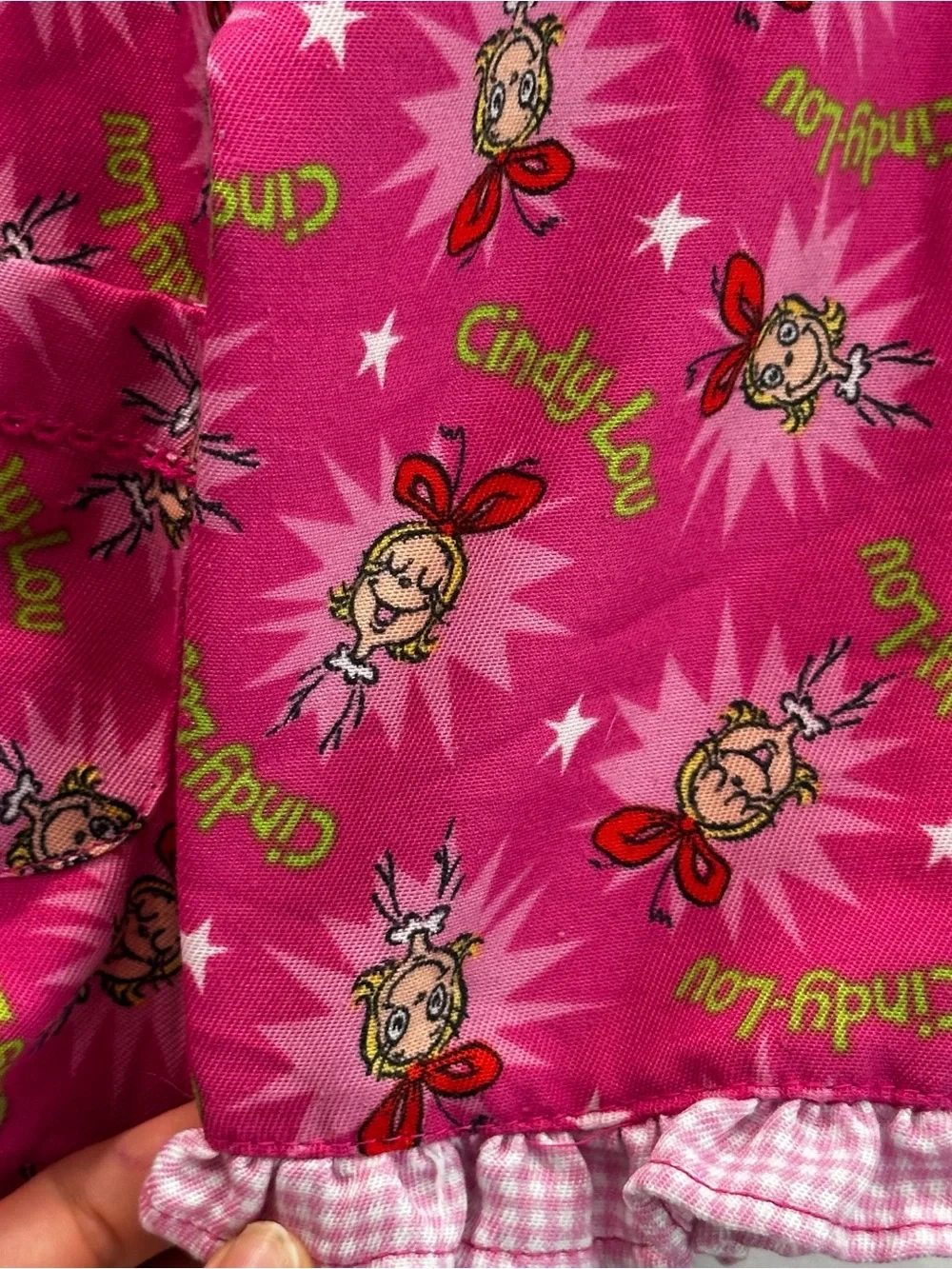 Dr. Seuss Grinch Rare Cindy Lou Who Pink Embroidered Hem Ruffle Sleeves Girls 6